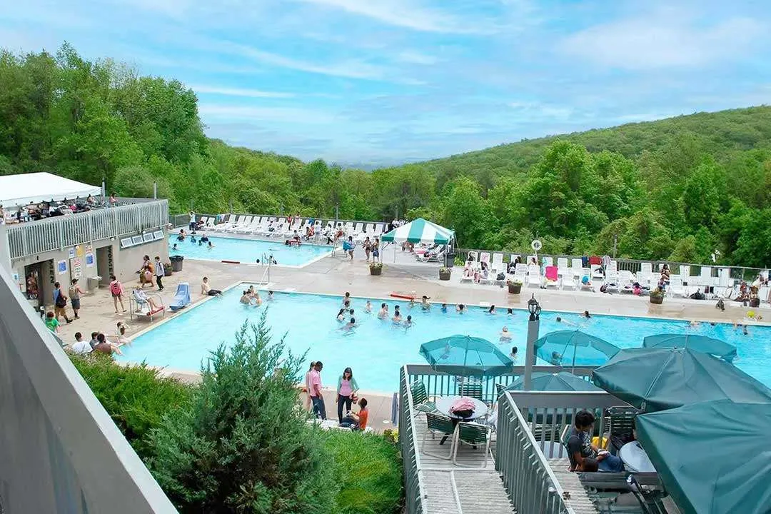 Students swimming at Holiday Hills heated pools